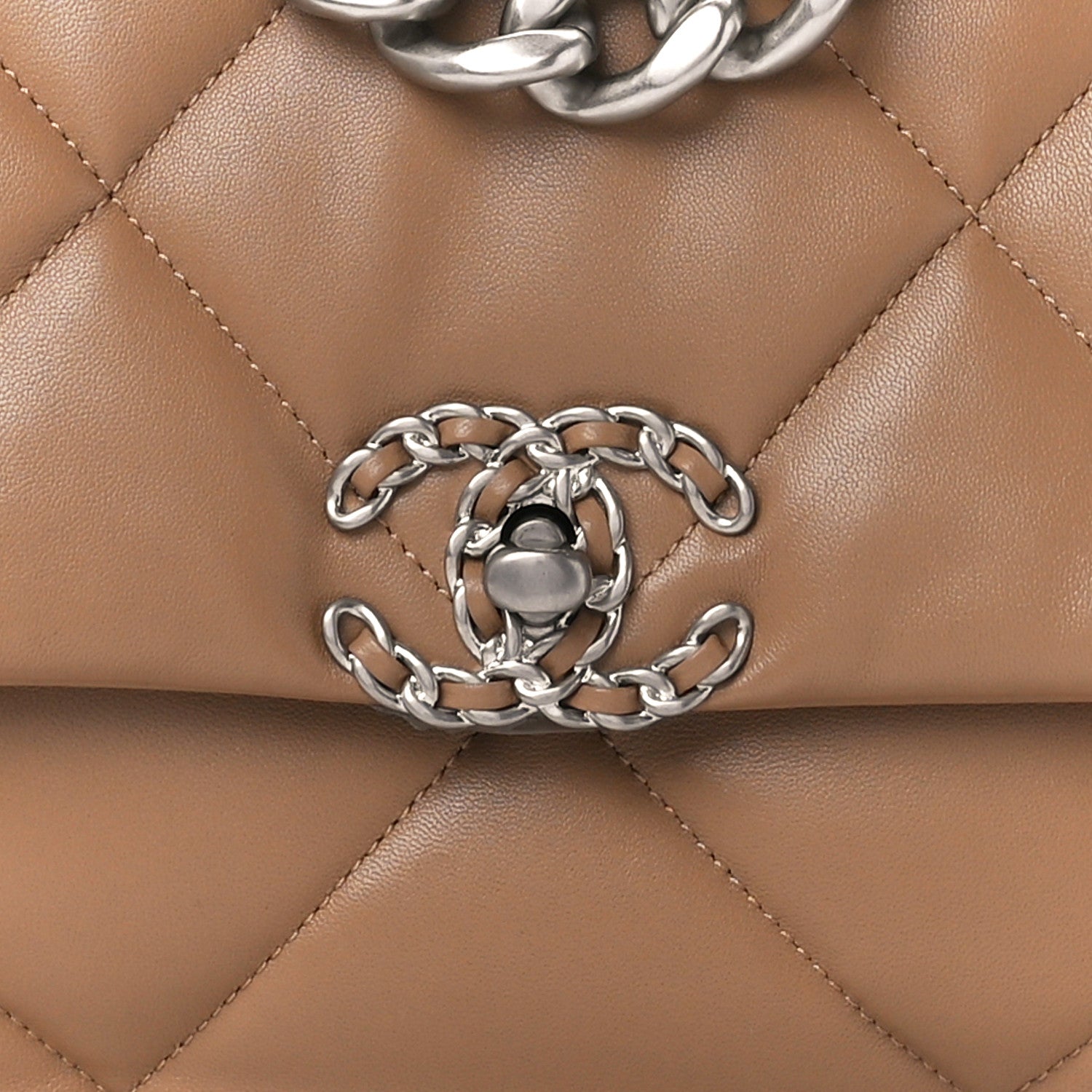 Chanel Lambskin Quilted Large Chanel 19 Flap Dark Beige 8 of 10