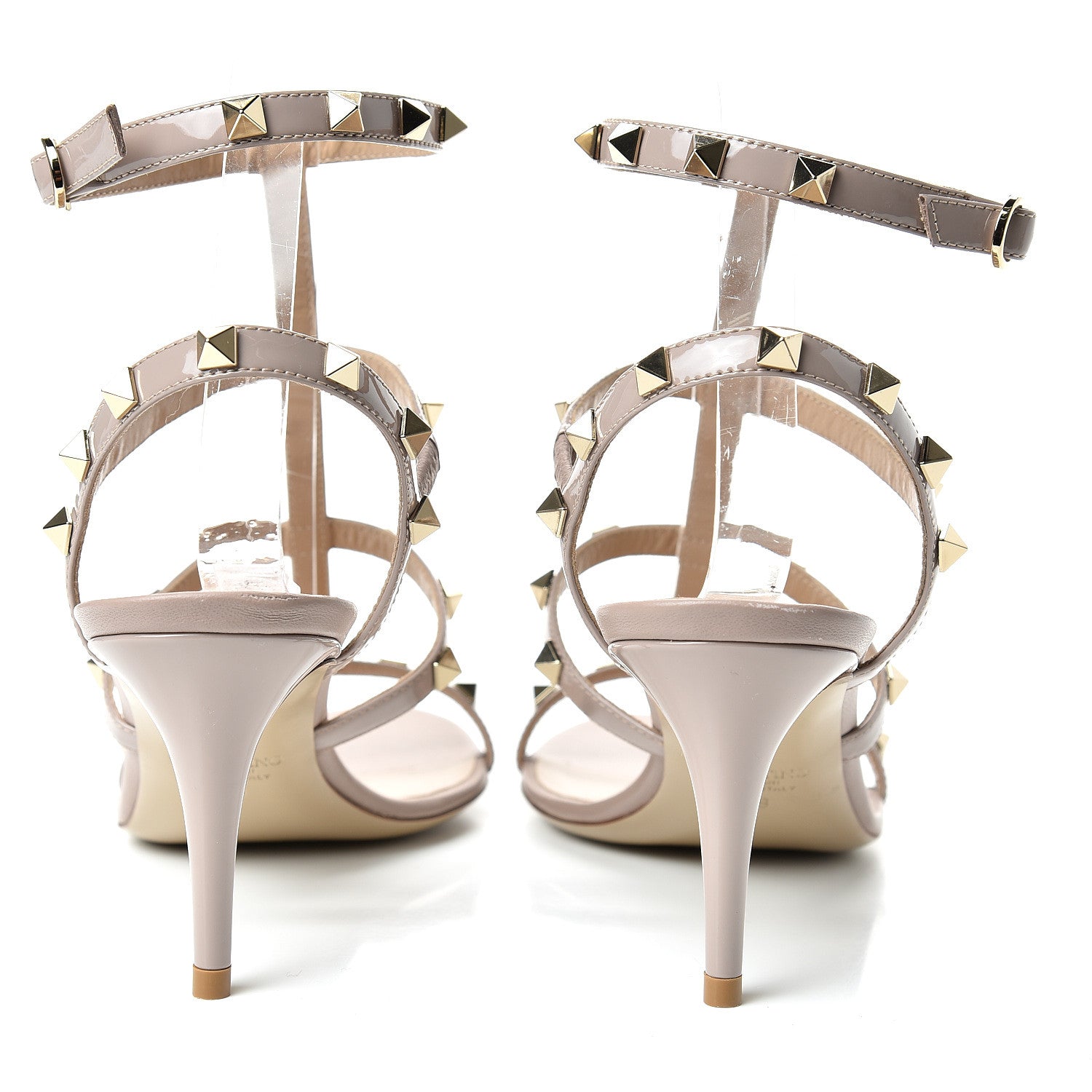 Valentino Garavani Patent Rockstud Gladiator Mid-Heel Sandals 39 Poudre 8 of 9