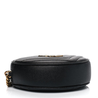 Saint Laurent Grain De Poudre Matelasse Chevron Quilted Round Vinyle Camera Bag Black 3 of 6