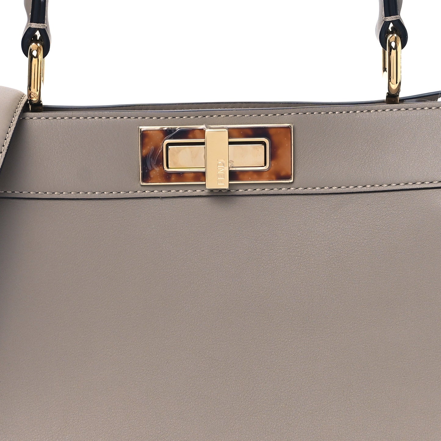 Vitello Seta Shiny Nappa Plexiglass Medium Peekaboo I SEE U Satchel Tortora