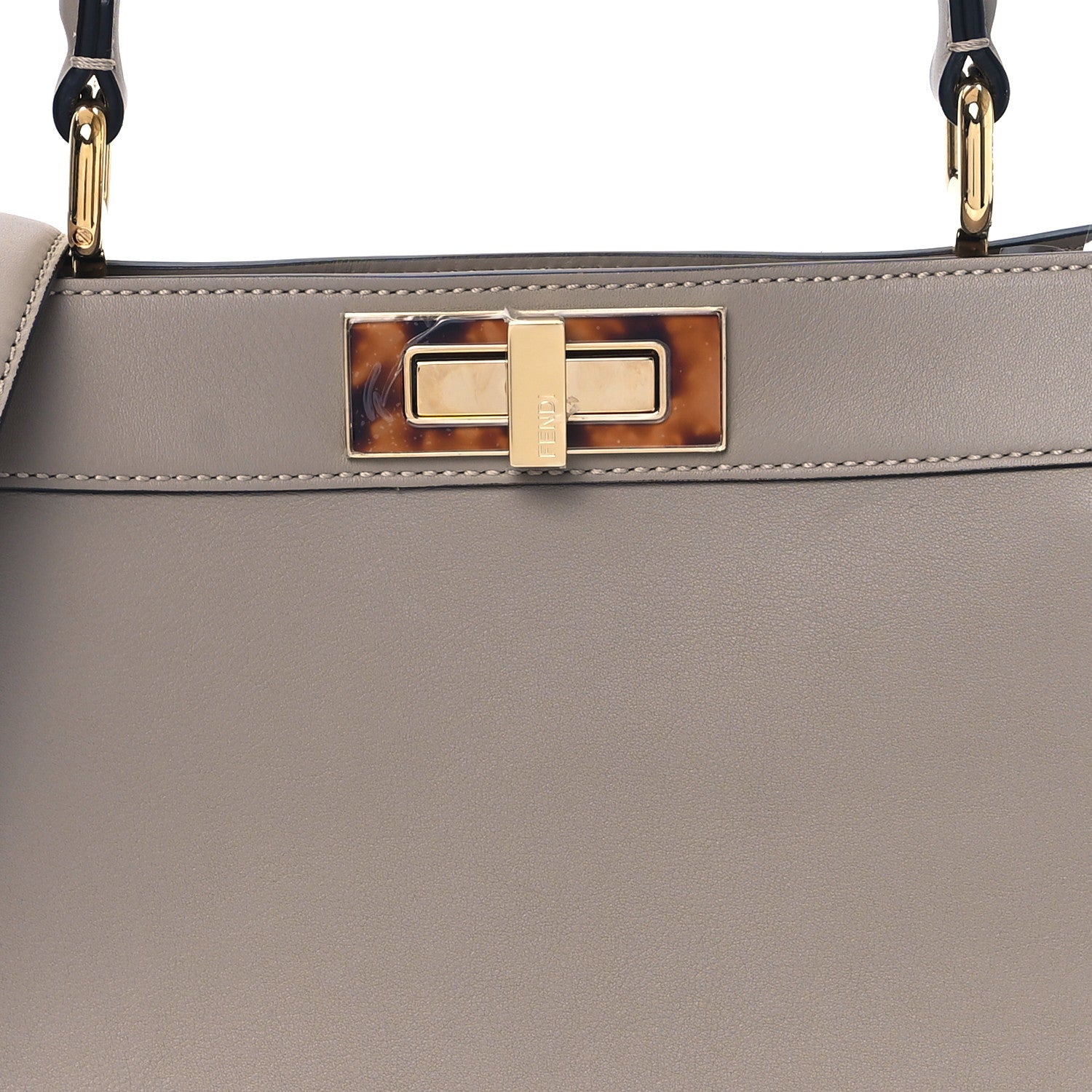 Fendi Vitello Seta Shiny Nappa Plexiglass Medium Peekaboo I SEE U Satchel Tortora 10 of 14