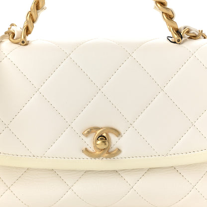 Chanel Lambskin Patent Quilted Small La Parisienne Top Handle Flap White 8 of 12