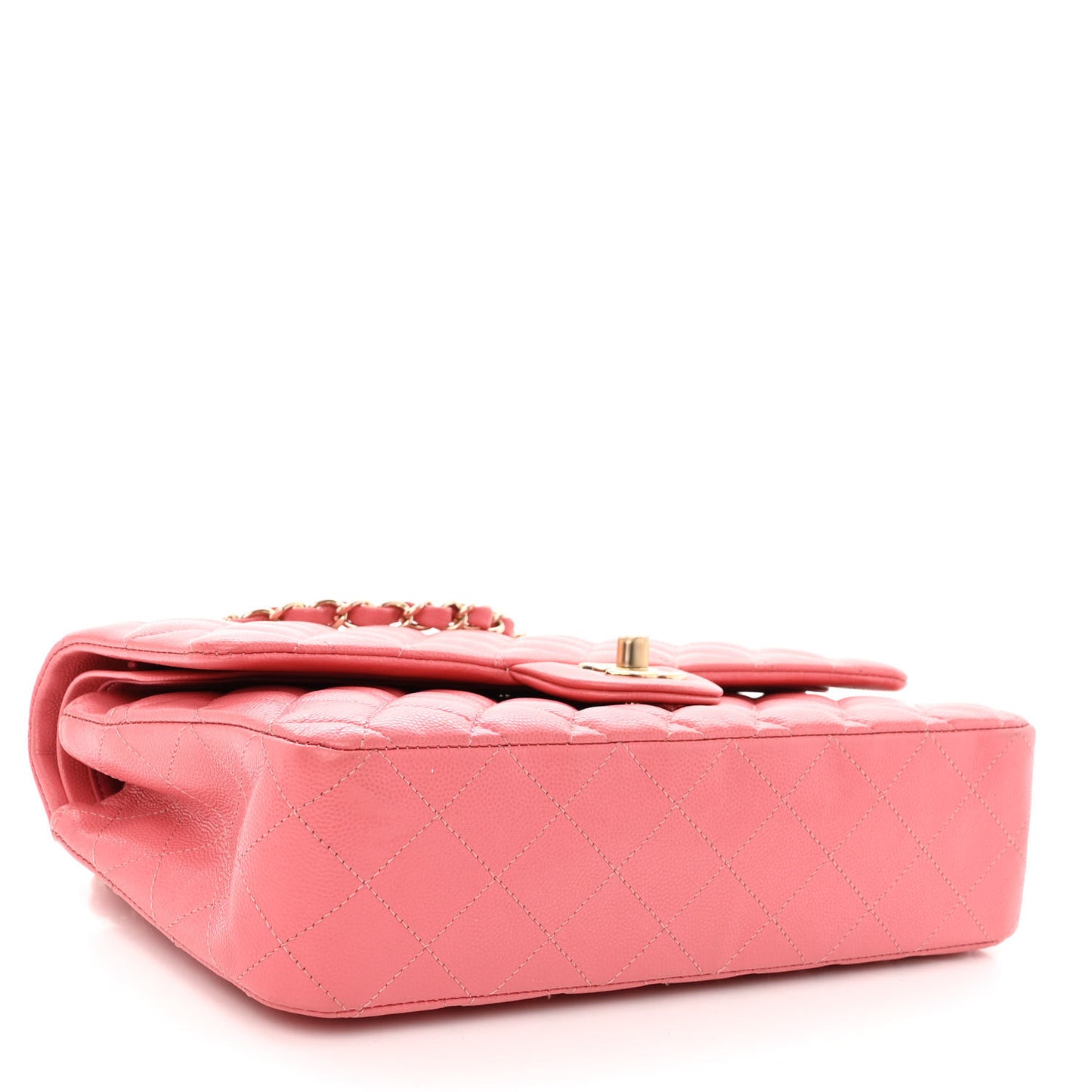 Metallic Caviar Quilted Medium Double Flap Pink