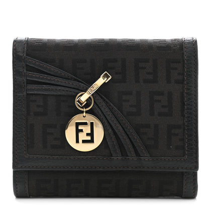 Fendi Zucchino Tri-Fold Envelope Wallet Black 1 of 9
