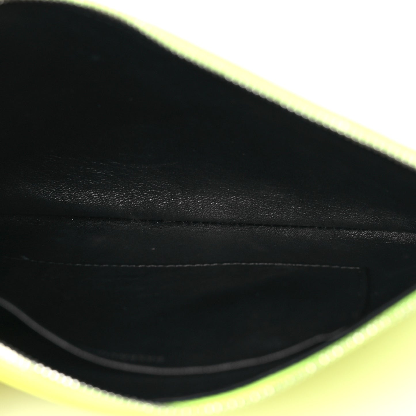 Calfskin Logo Zip Pouch Acid Green Black