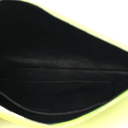 Balenciaga Calfskin Logo Zip Pouch Acid Green Black 5 of 13