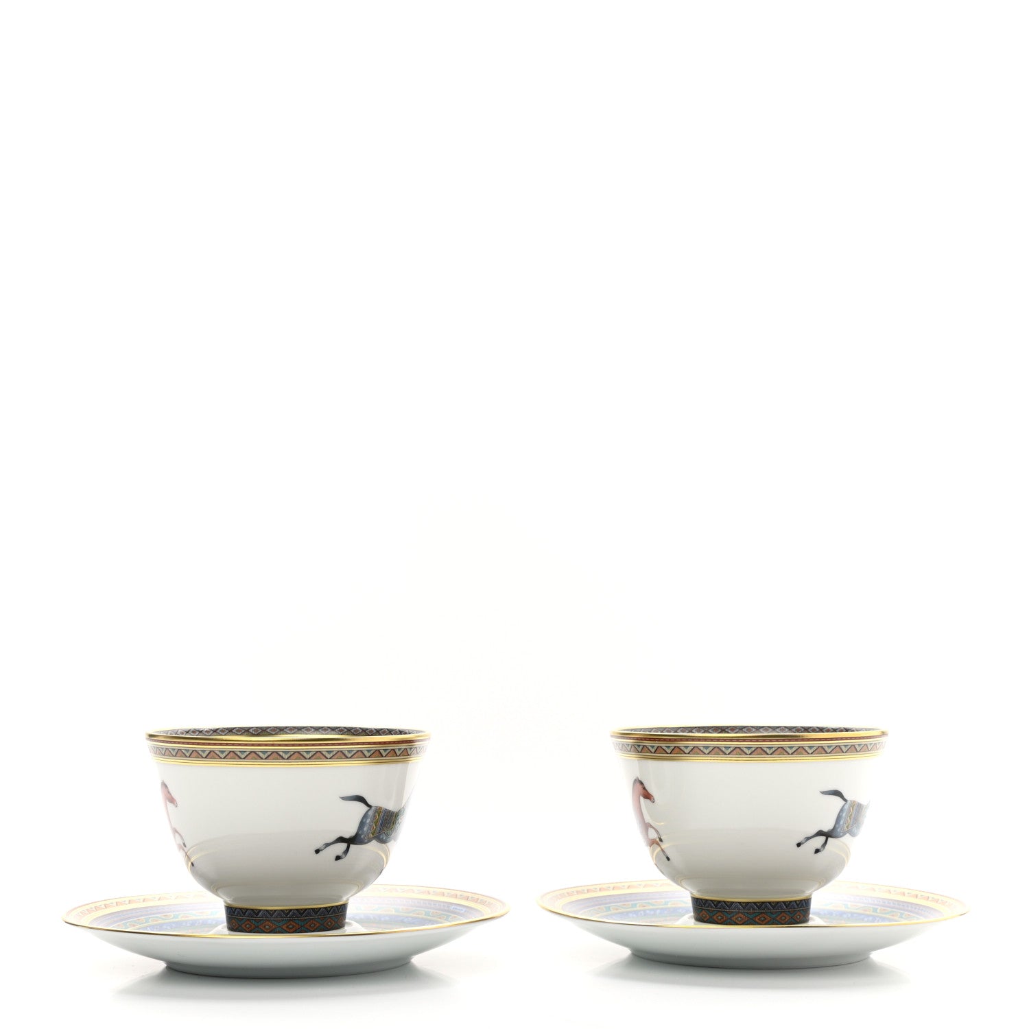 Hermes Porcelain Cheval d'Orient Tea Cup and Saucer Set of 2 2 of 10