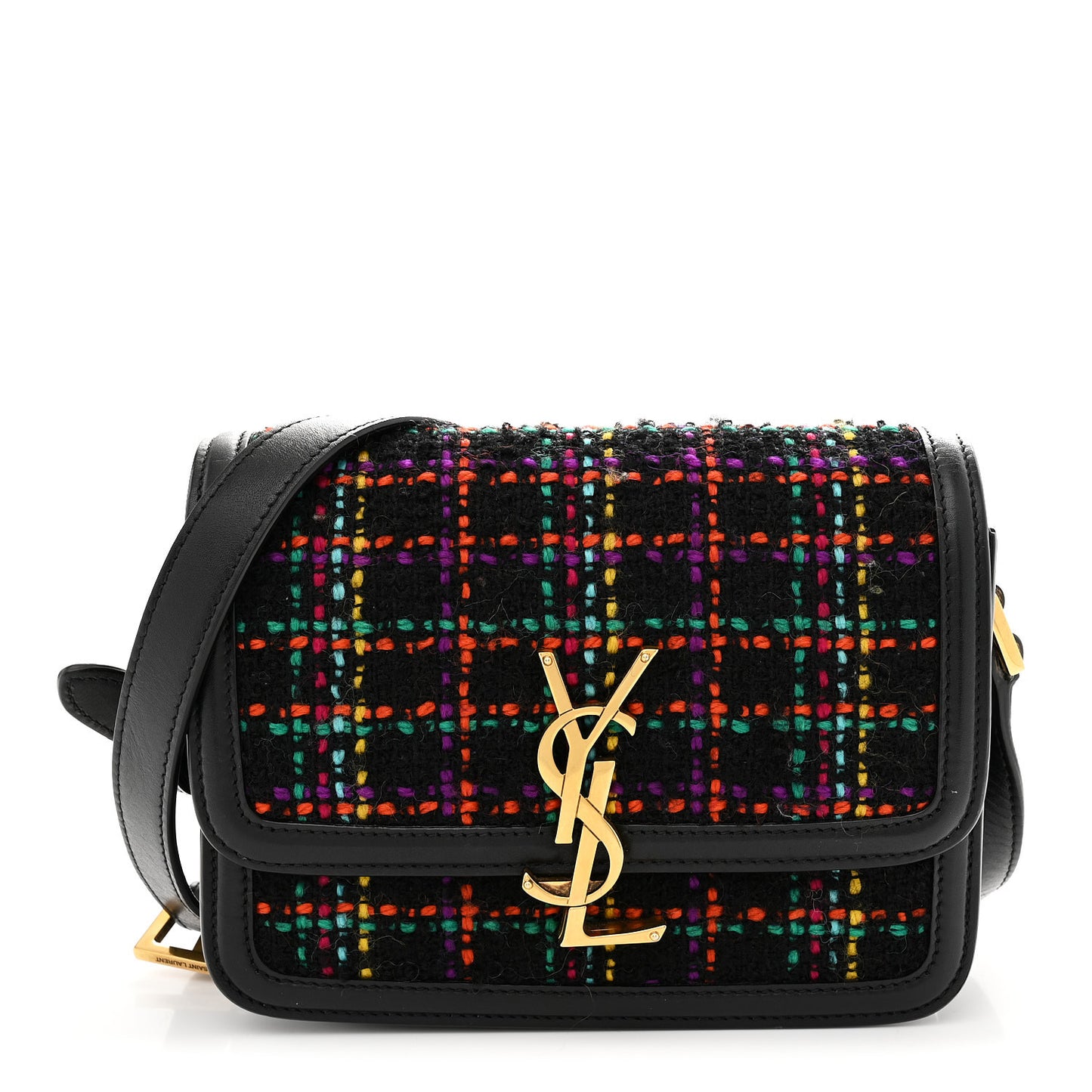 Tweed Calfskin Small Solferino Satchel Black Multicolor