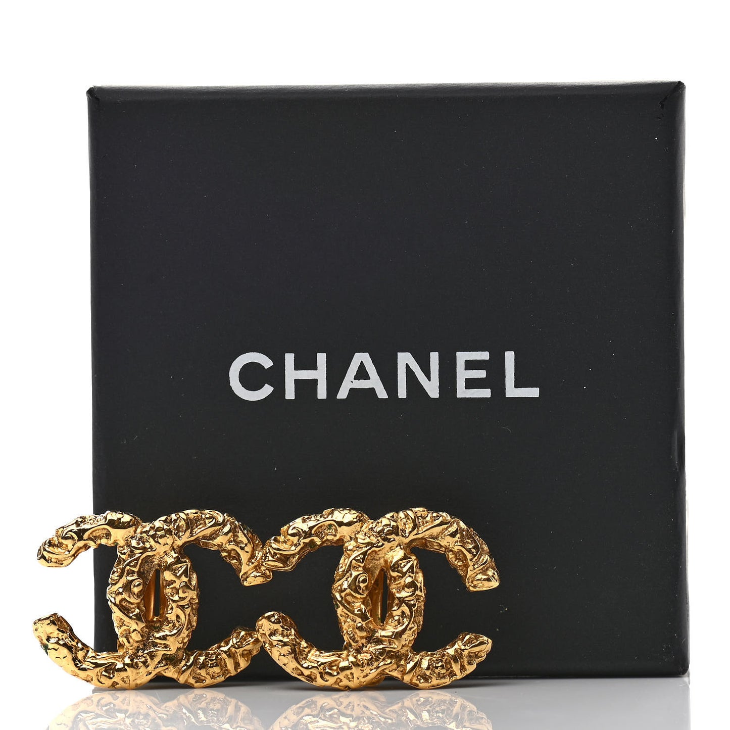 Textured CC Clip On Earrings Gold