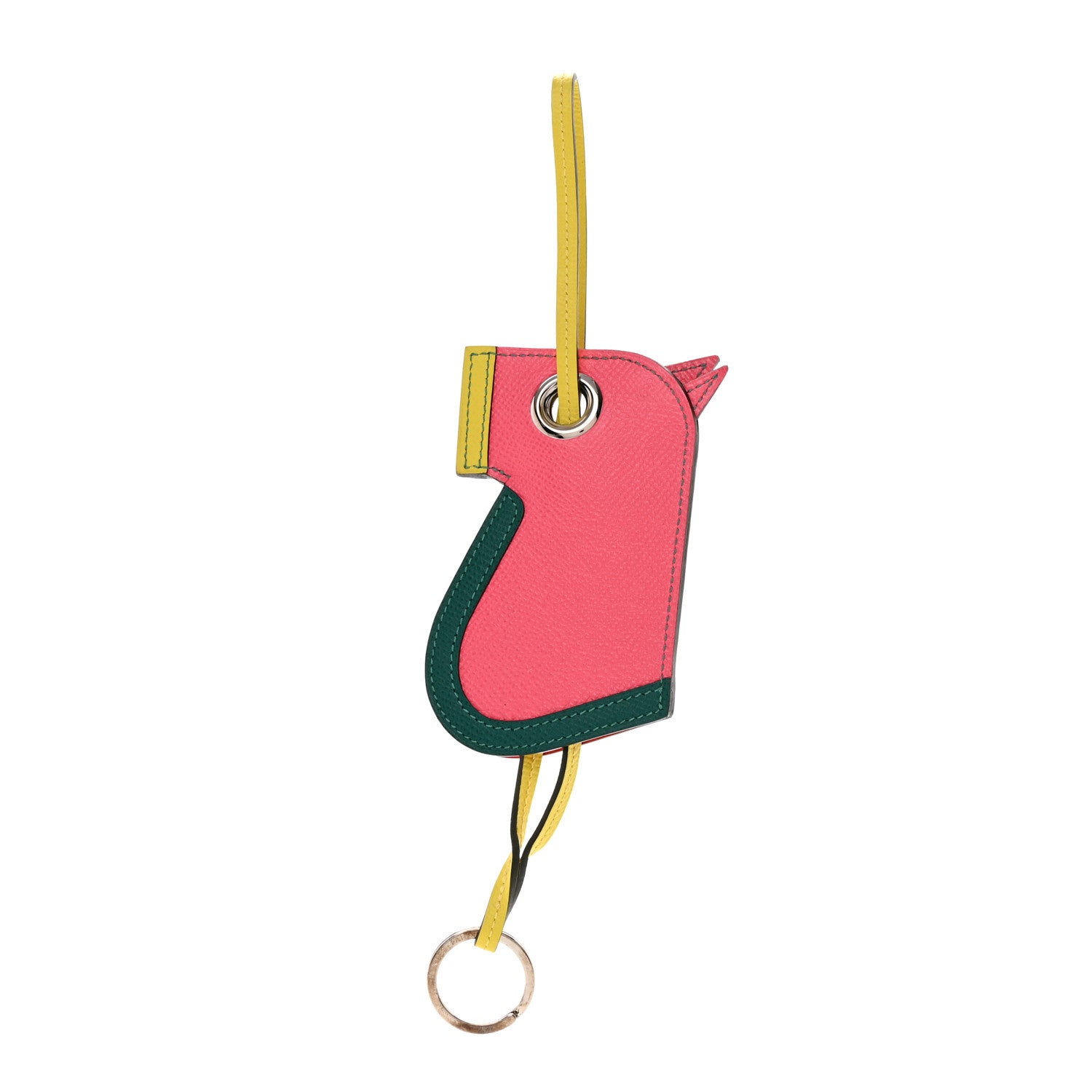 Hermes Epsom Camail Key Holder Rose Azalee Malachite Lime 3 of 6