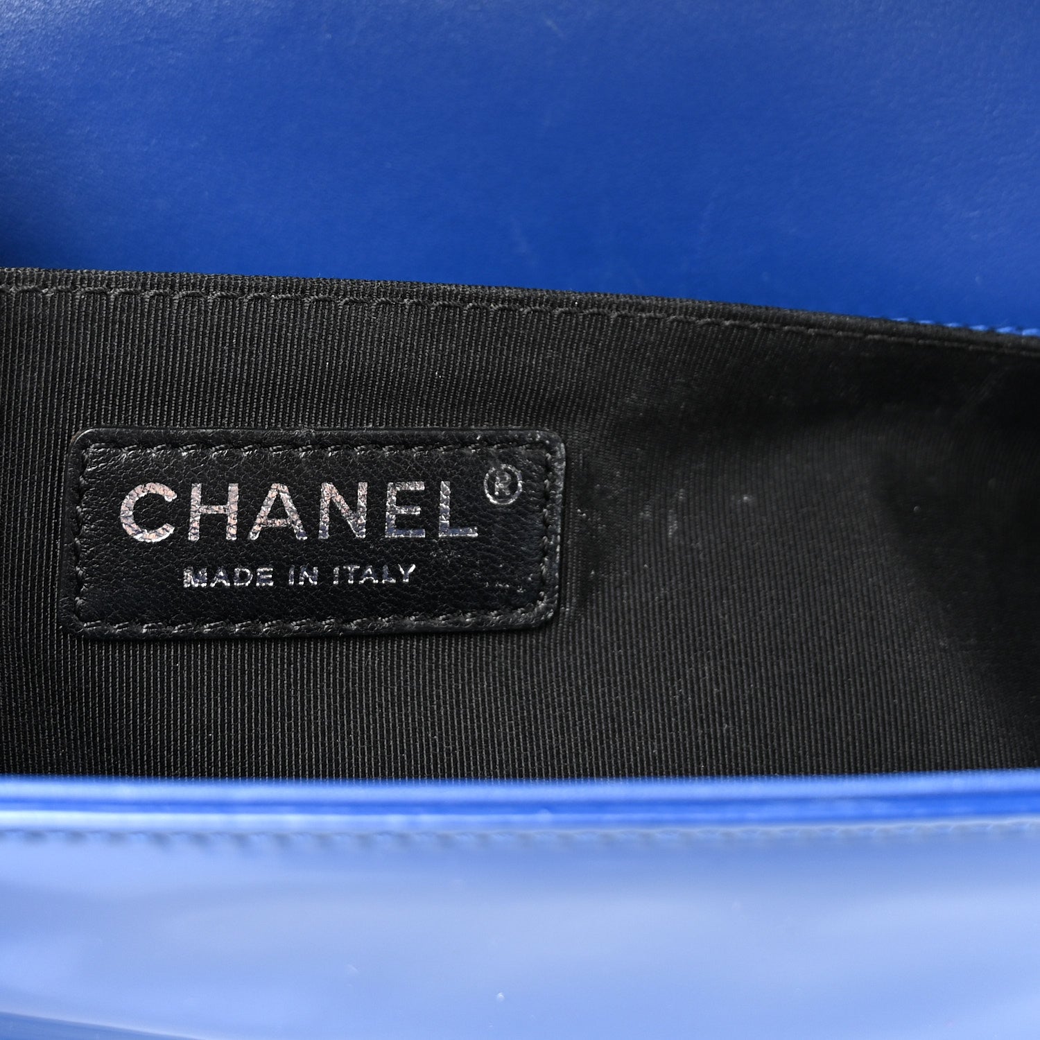 Chanel Patent Calfskin Quilted Medium Plexiglass Boy Flap Blue 6 of 11