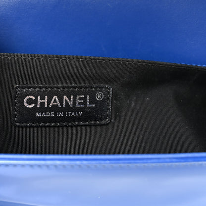 Chanel Patent Calfskin Quilted Medium Plexiglass Boy Flap Blue 6 of 11