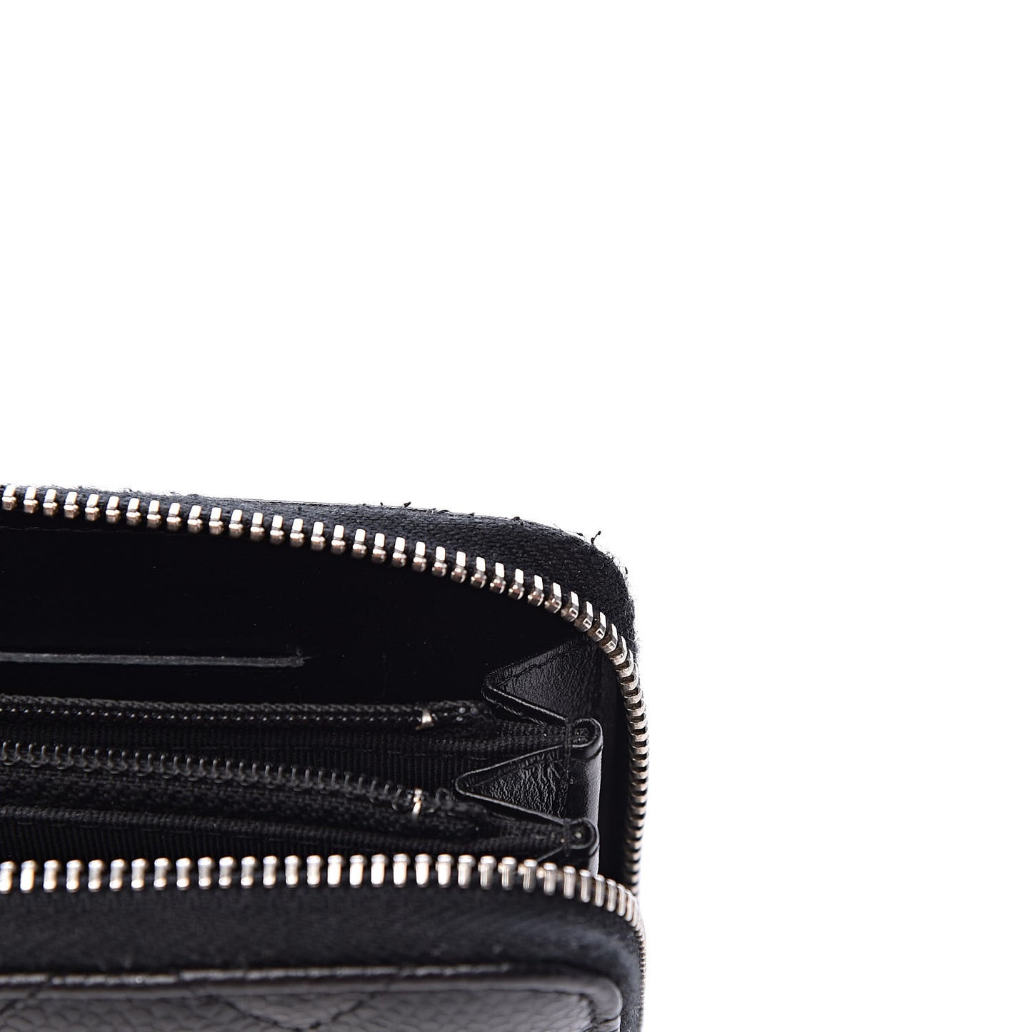 Caviar Quilted Small Gusset Zip Around Wallet Black