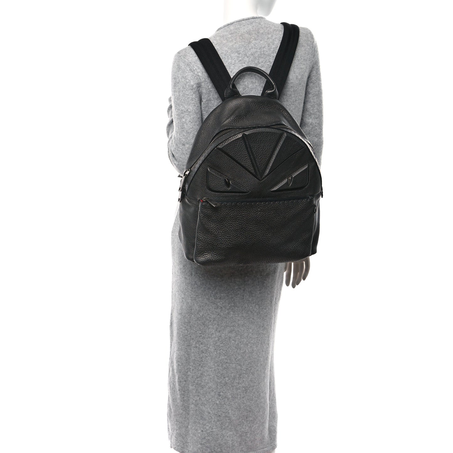 Cuoio Romano Lux Selleria Monster Eyes Embossed Rounded Backpack Asfalto