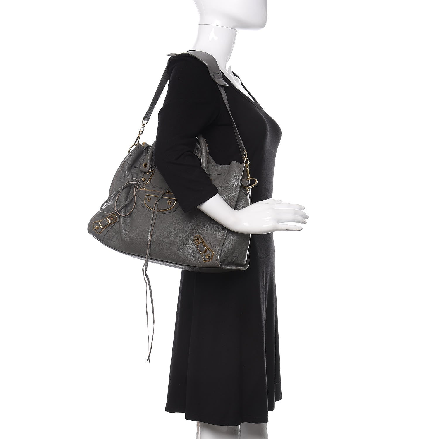 Balenciaga Chevre Gold Metallic Edge Hardware City Gris Acier 2 of 15