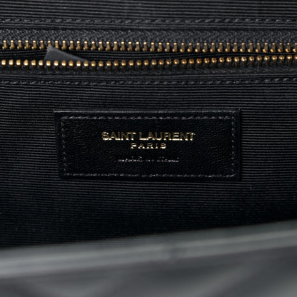 Saint Laurent Grain De Poudre Matelasse Chevron Large Monogram Satchel Black 5 of 5