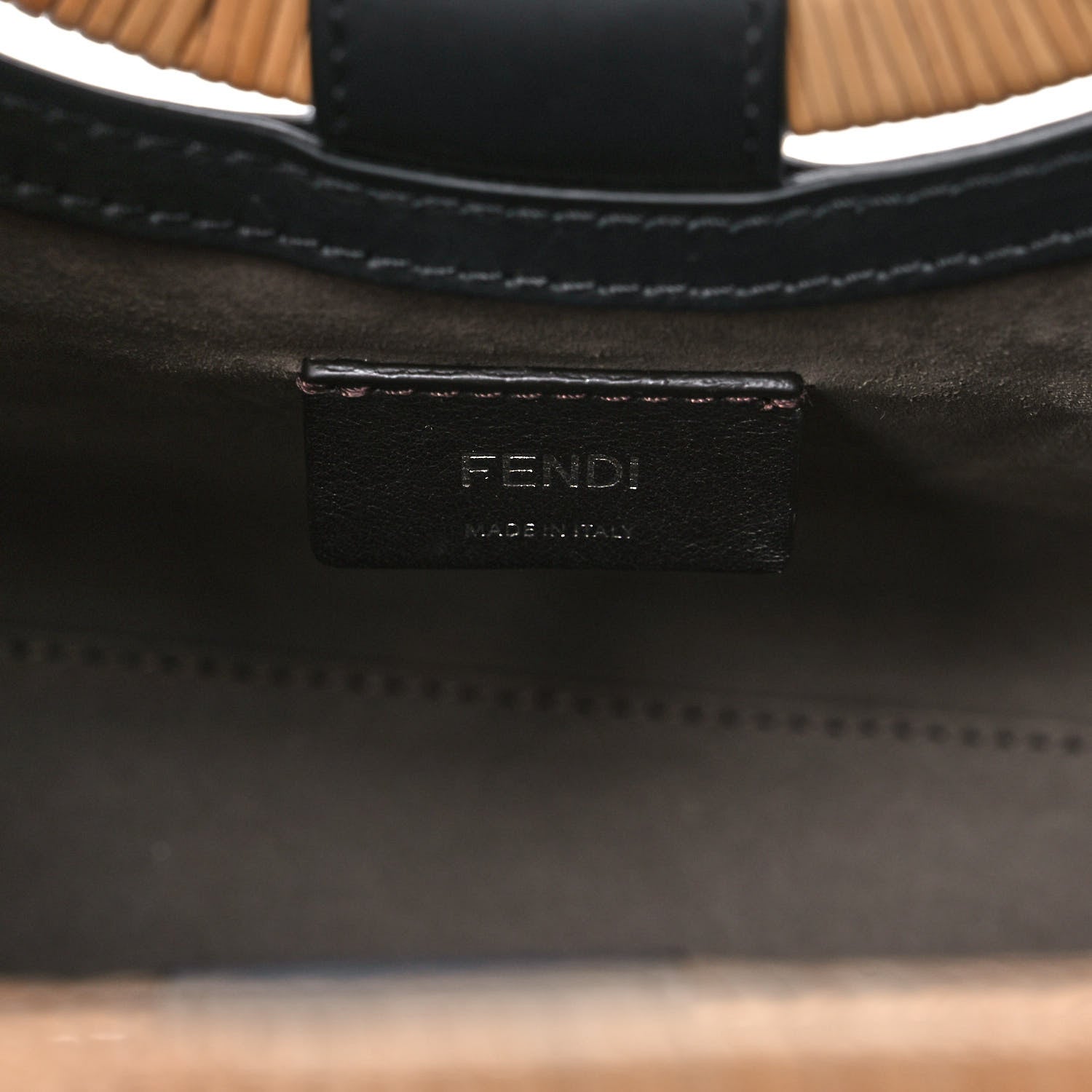 Fendi Vitello Century Wicker FF 1974 Embossed Small Runaway Shopper Tote Black 9 of 10