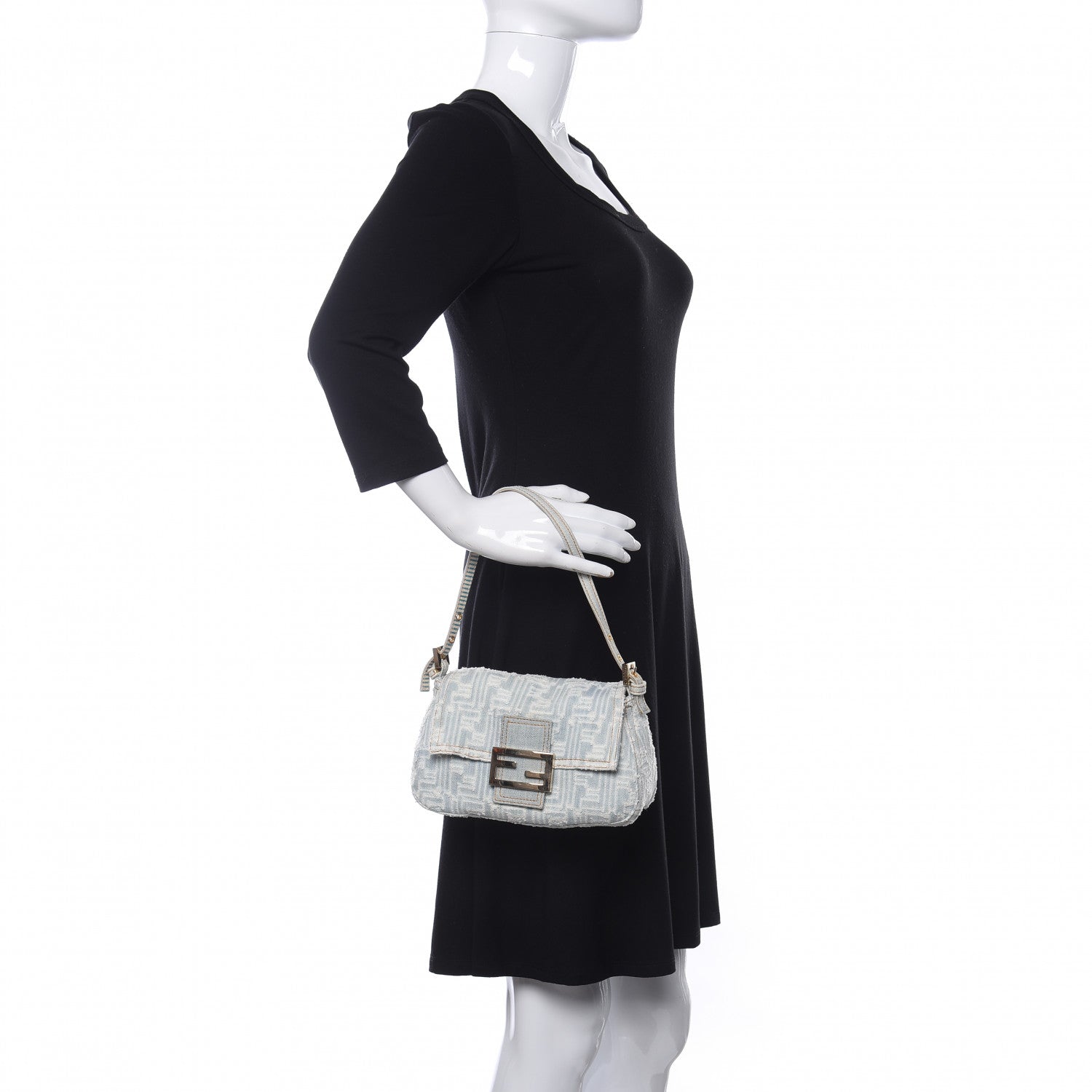 Fendi Denim Zucca Mini Mama Baguette Blue 2 of 8
