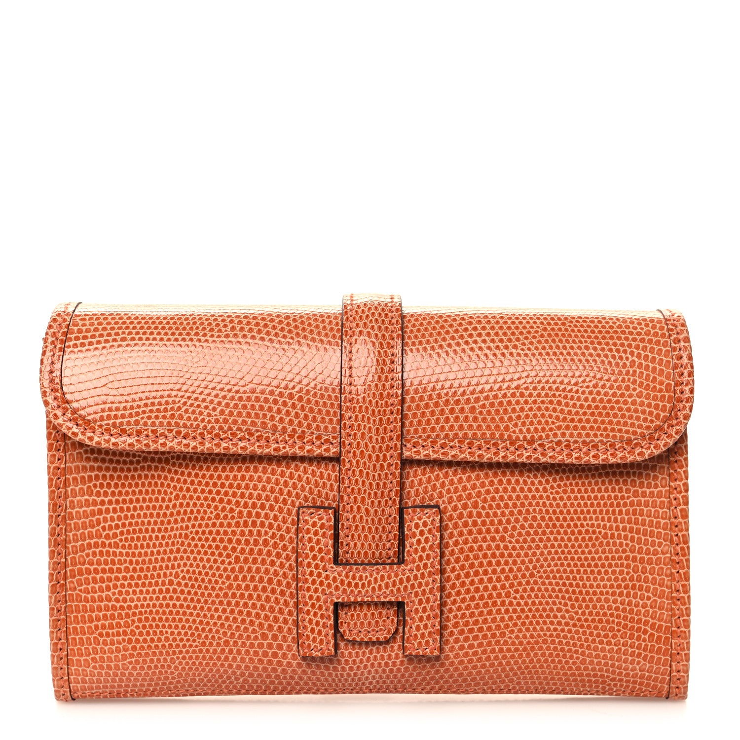 Hermes Lizard Mini Jige Elan Clutch Orange 1 of 11