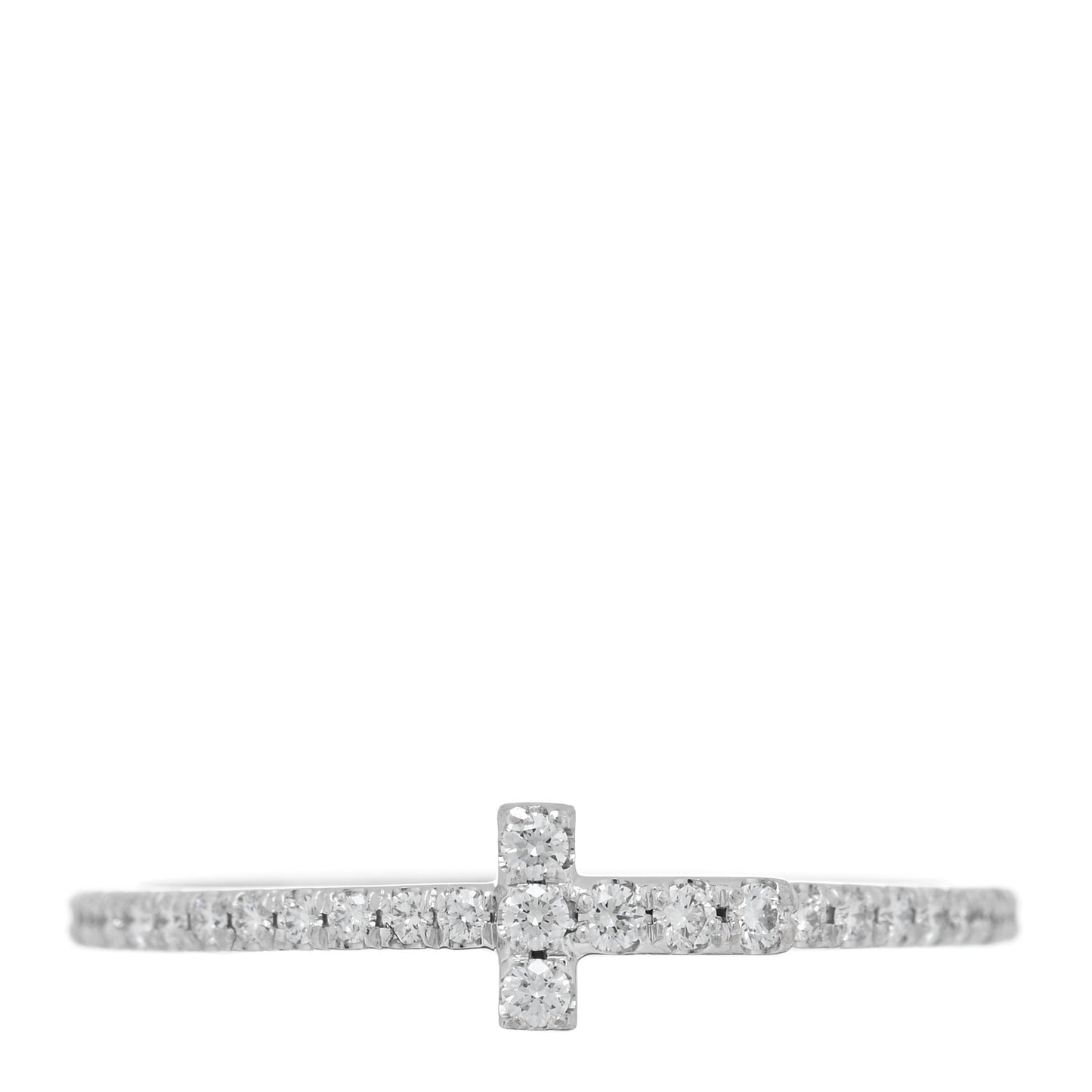 18K White Gold Diamond T Wire Pave Ring 54 7