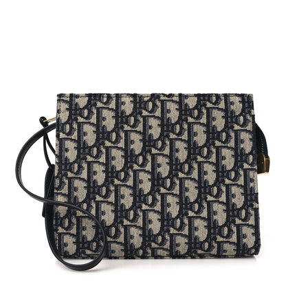 Christian Dior Oblique Zipped Pouch Clutch Blue 1 of 10
