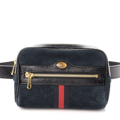 Gucci Suede Patent Small Ophidia Belt Bag 75 30 Blue Black 7 of 9
