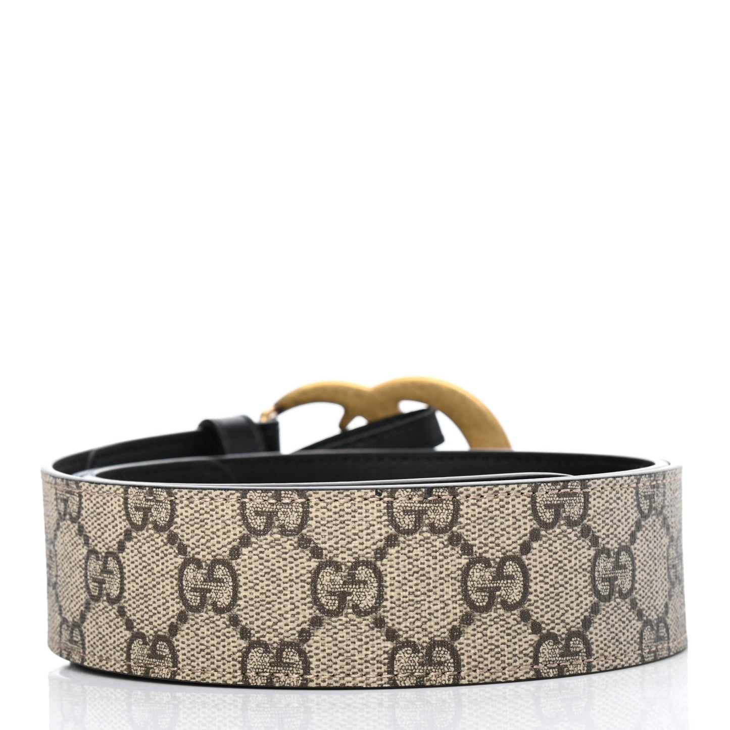 GG Supreme Monogram Matte Plutone Calfskin Double G 40mm Belt 95 38 Beige Ebony Black