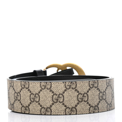 Gucci GG Supreme Monogram Matte Plutone Calfskin Double G 40mm Belt 95 38 Beige Ebony Black 2 of 5