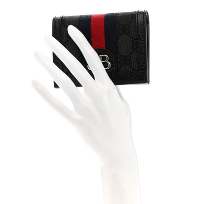Gucci X BALENCIAGA BB Monogram Web Ophidia Card Case Wallet Black 2 of 8
