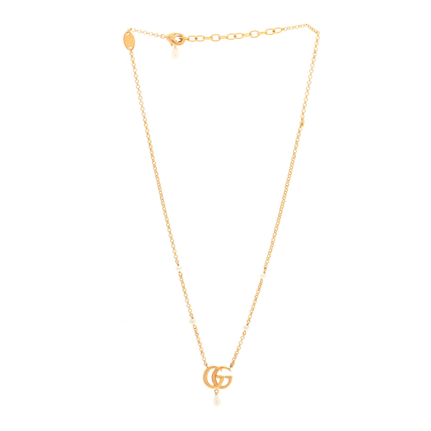 Pearl Double G Marmont Necklace Gold