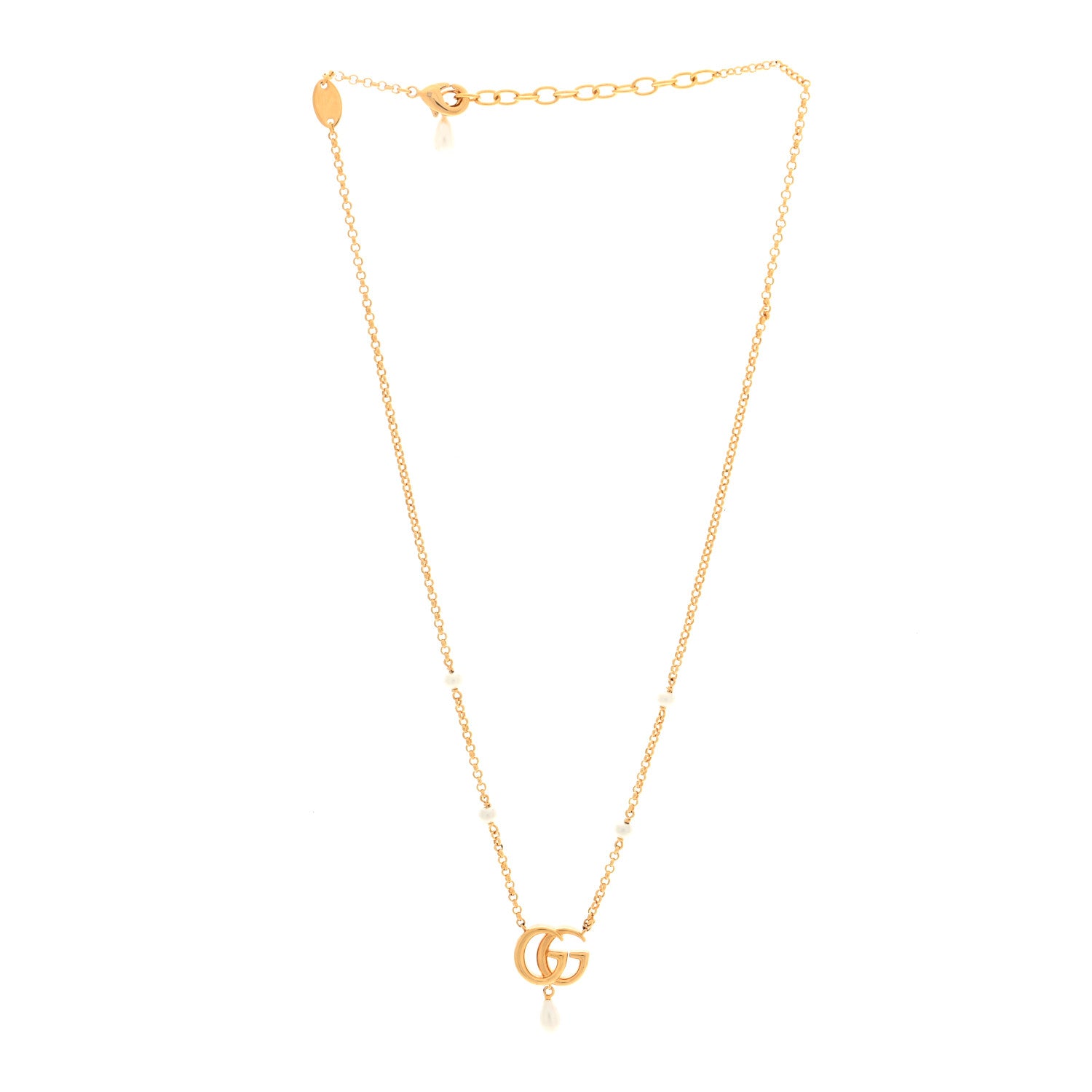 Gucci Pearl Double G Marmont Necklace Gold 3 of 5