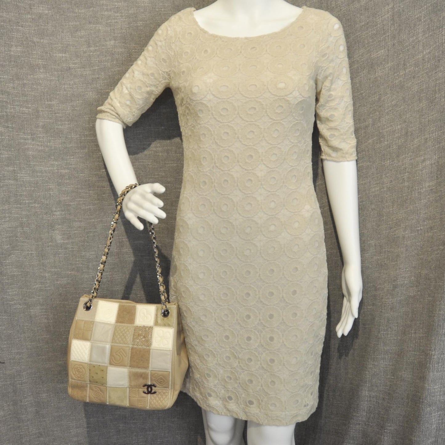 Lambskin Ostrich Quilted Patchwork Precious Symbols Tote