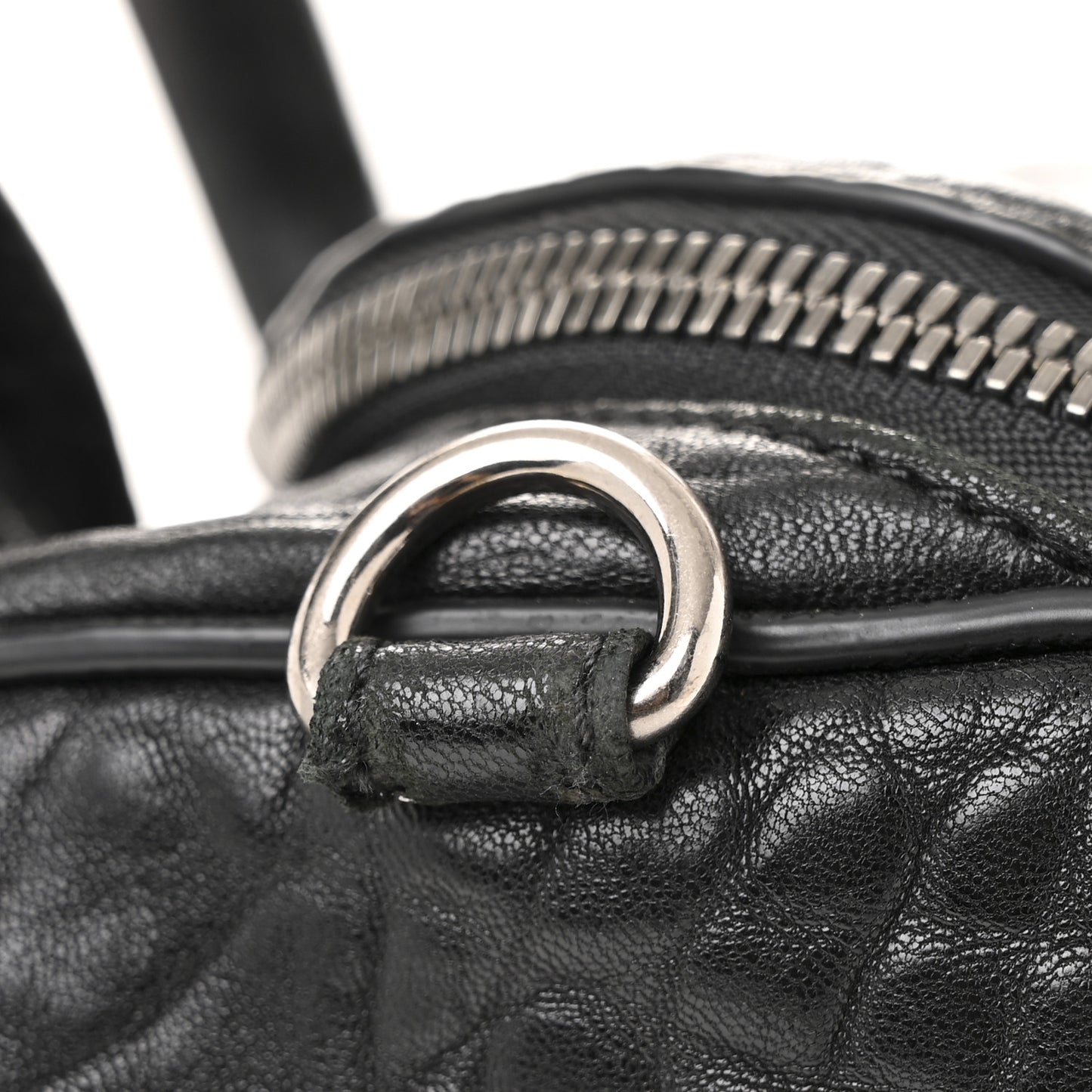 Pebbled Lambskin Rocco Black Silver Hardware