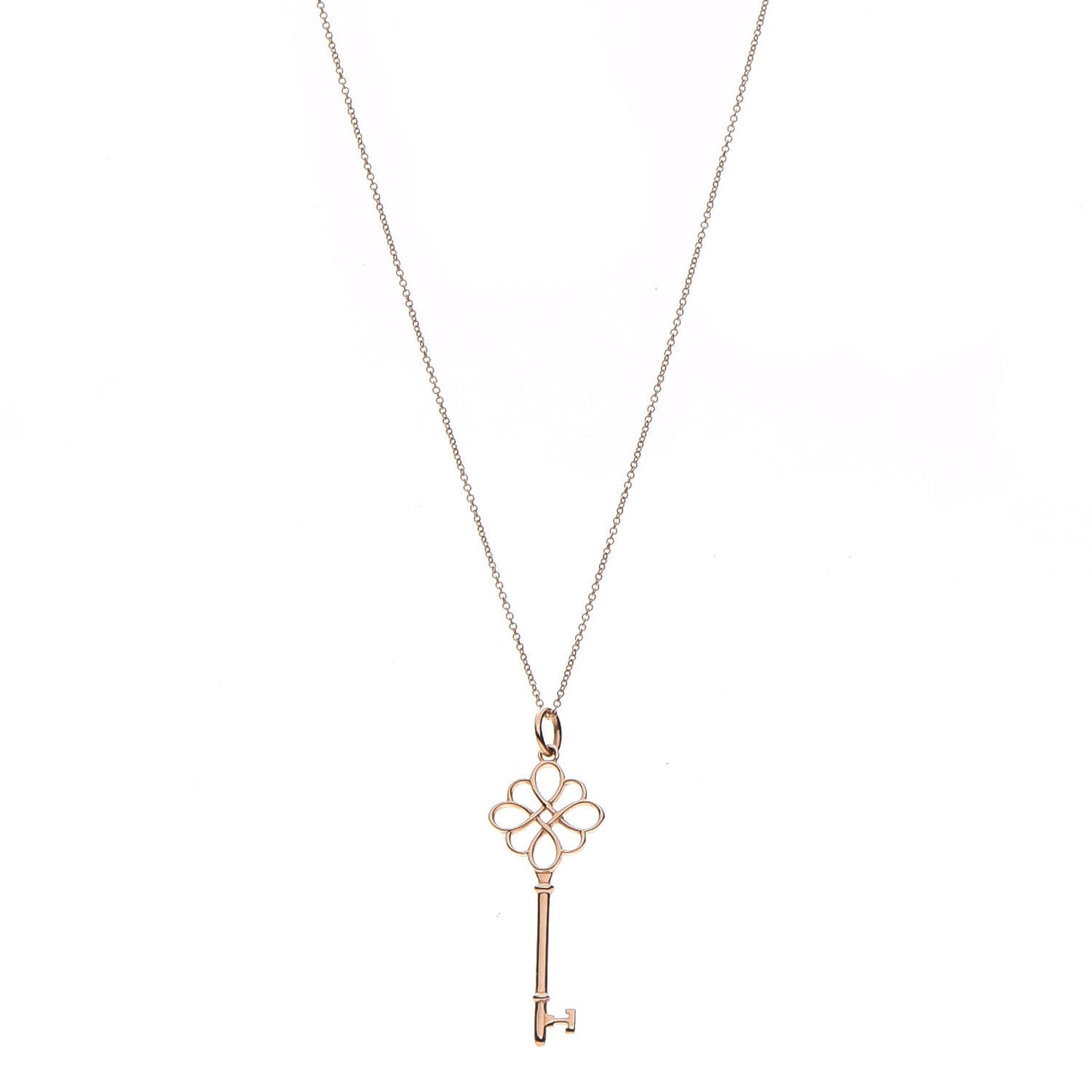 18K Rose Gold Knot Key Pendant Necklace