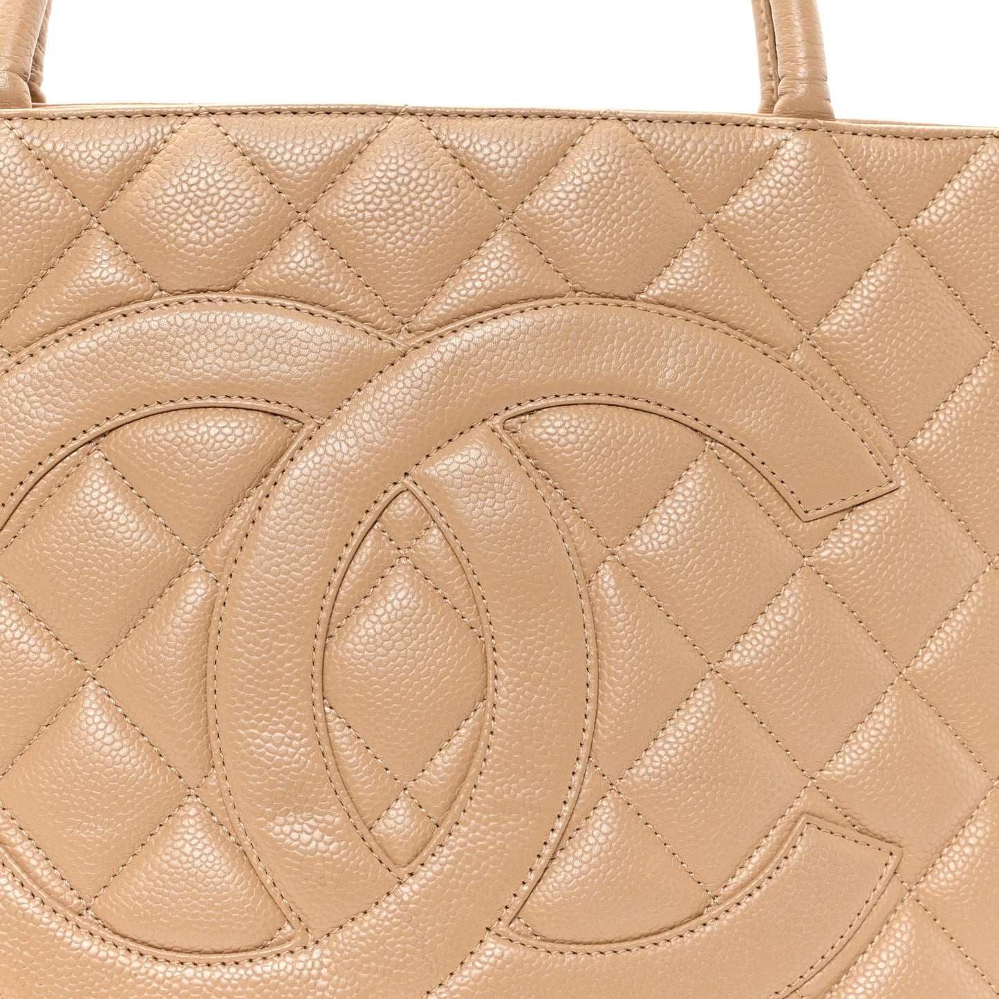 Caviar Quilted Medallion Tote Beige