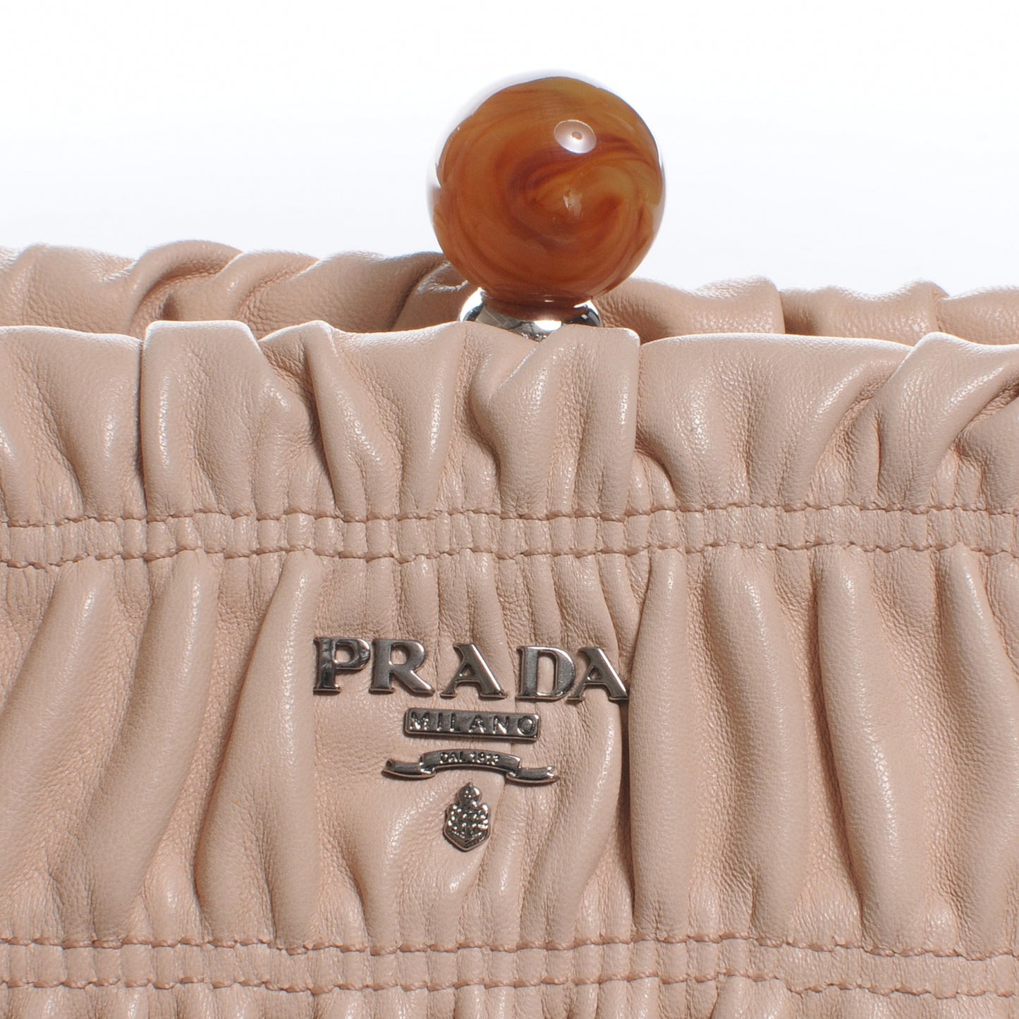 Nappa Gaufre Ruched Clutch Cipria