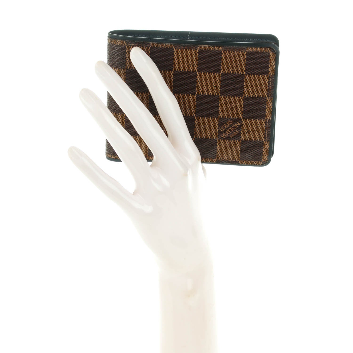 Louis Vuitton Damier Ebene Calfskin Multiple Wallet Blue 2 of 7