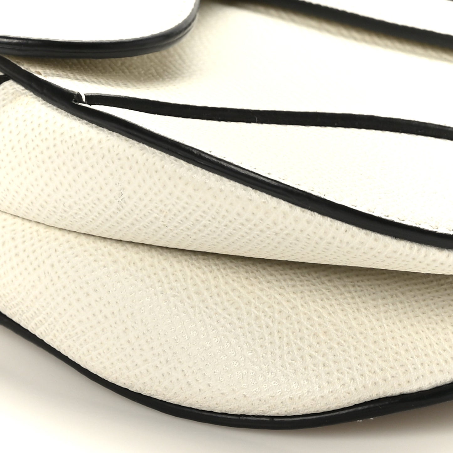 Grained Calfskin Mini Saddle Bag White