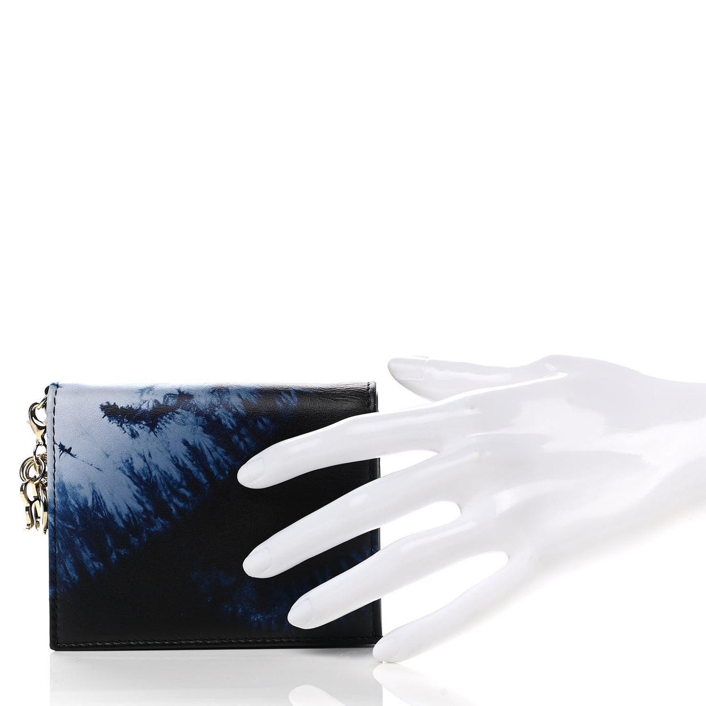 Calfskin Tie Mini Lady Dior Wallet Blue Multicolor