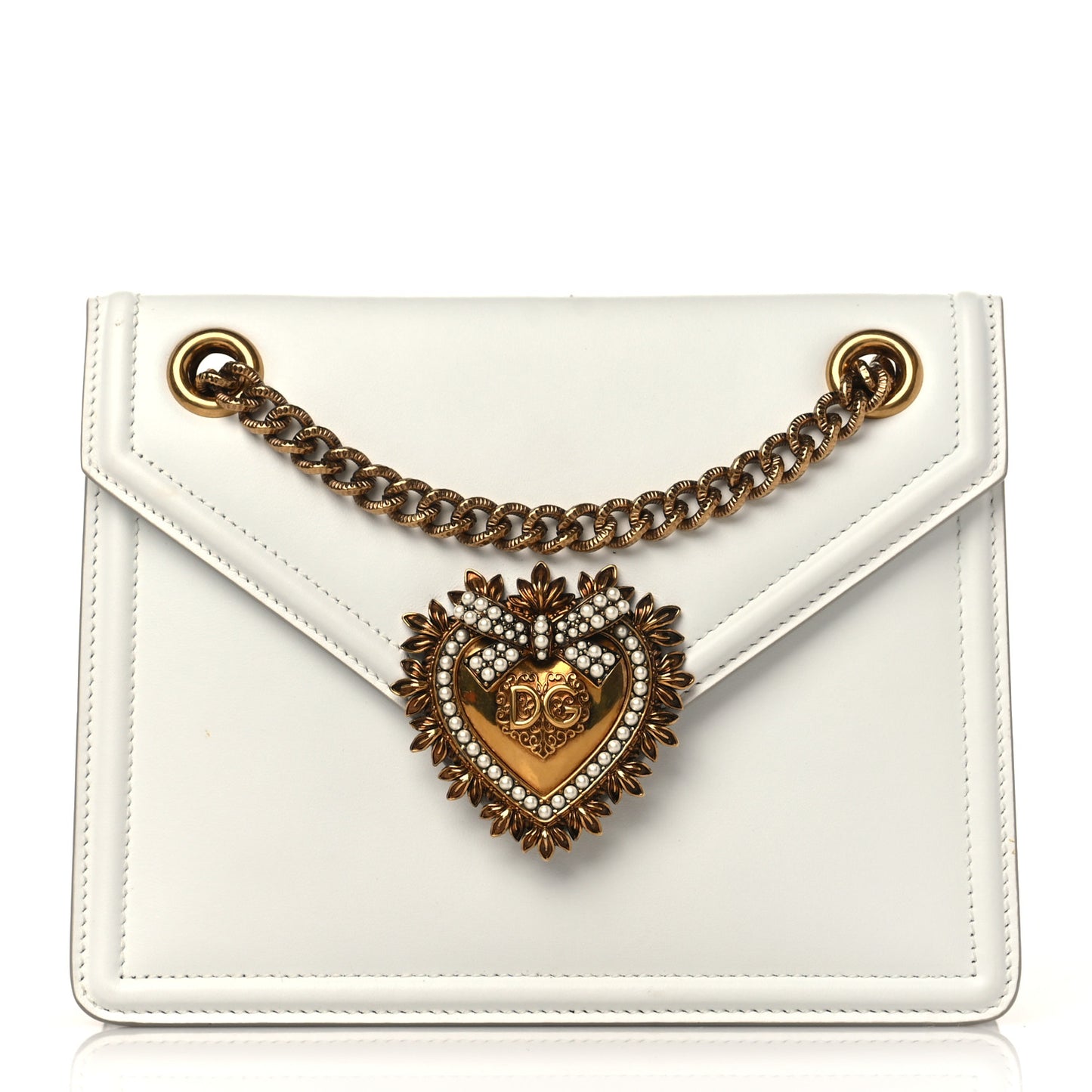 Smooth Calfskin Medium Devotion Crossbody Bag White