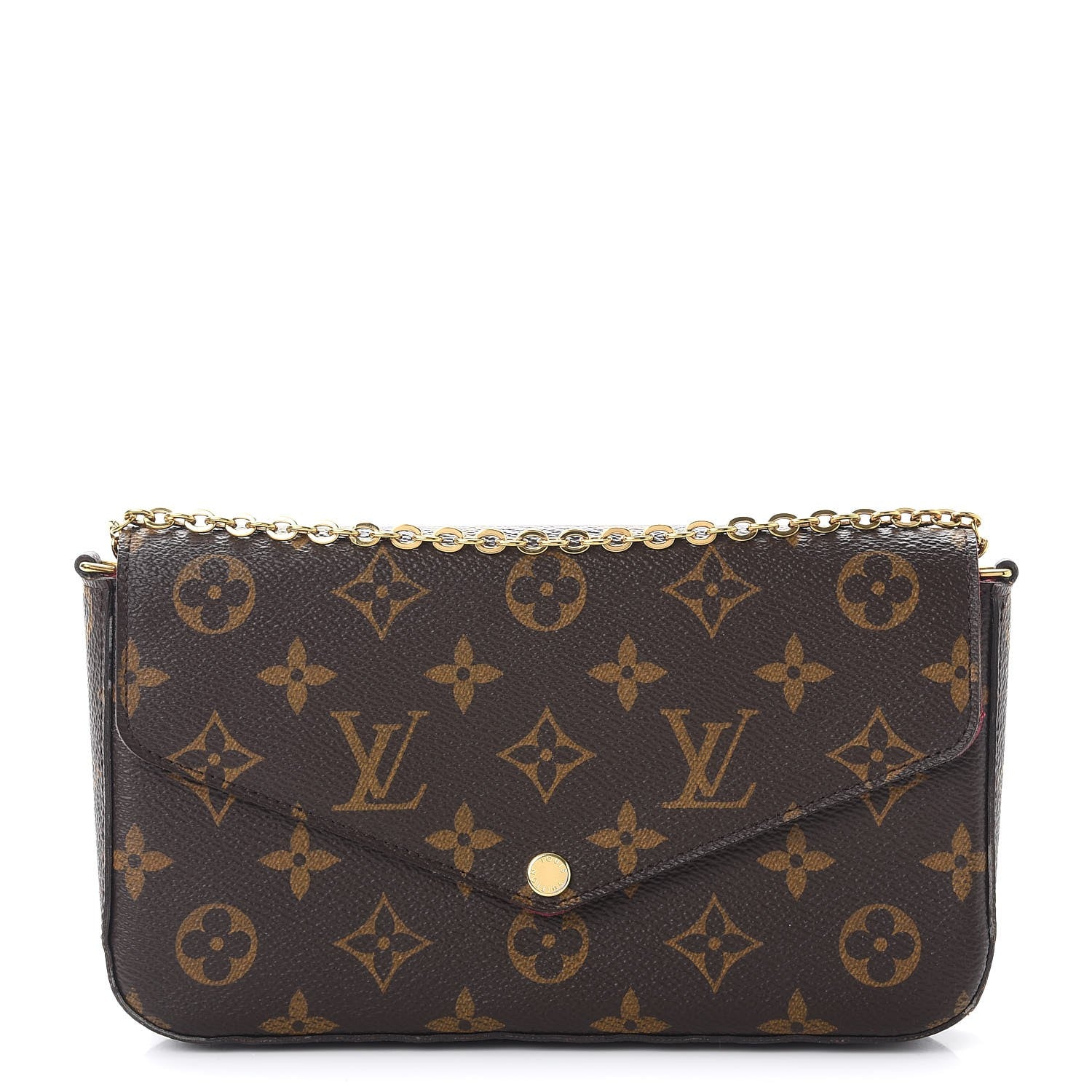 Louis Vuitton Monogram Pochette Felicie Chain Wallet Fuchsia 1 of 11