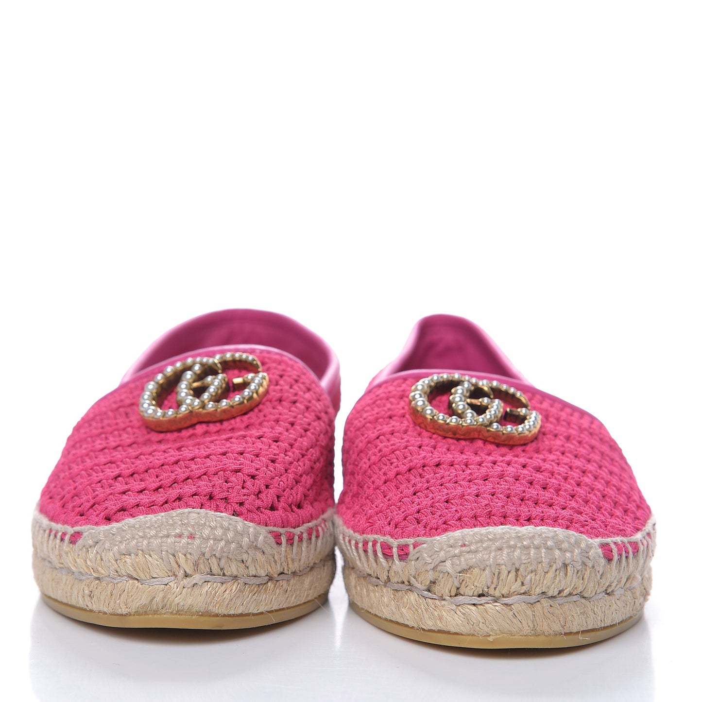 Cotton Crochet Pearly GG Marmont Espadrilles 37 Cyclamen Rose