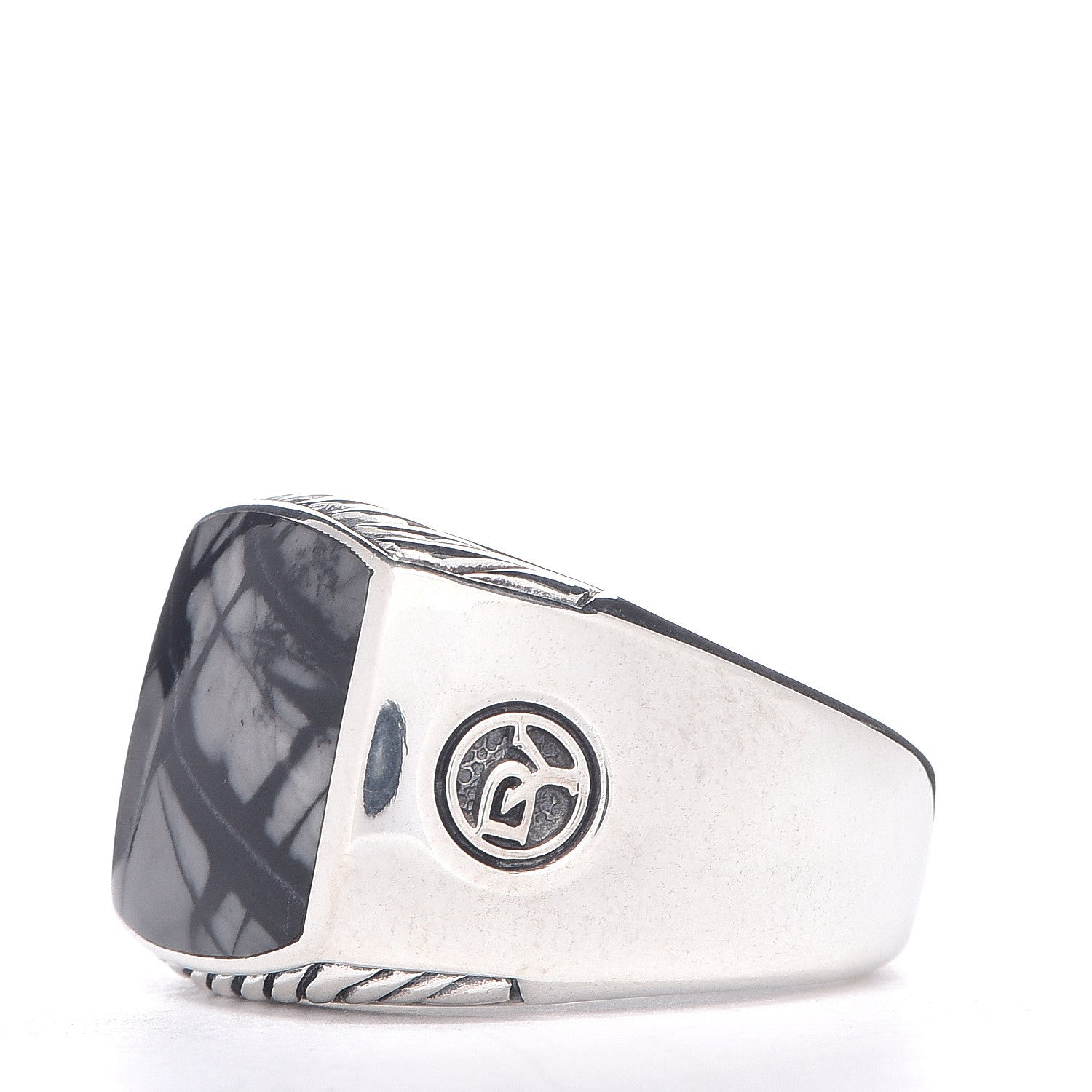 David Yurman Sterling Silver Picasso Jasper Mens Signet Ring 62 10 3 of 5