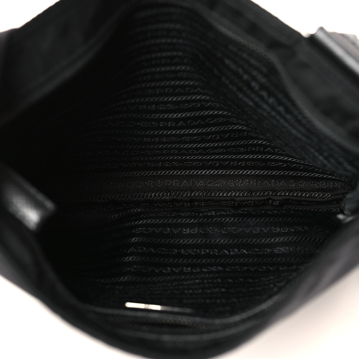 Re-Nylon Saffiano Pocket Flat Messenger Bag Black