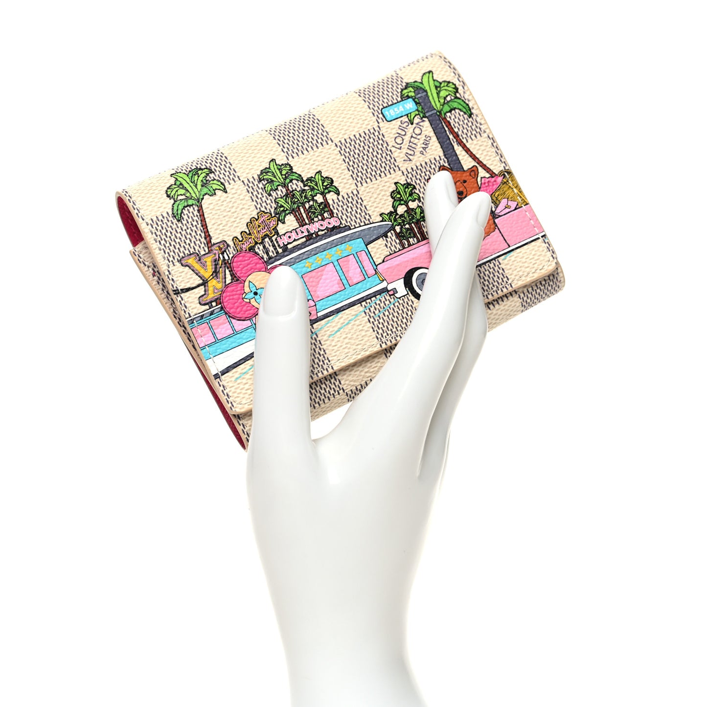 Damier Azur 2021 Christmas Animation Hollywood Victorine Wallet Fuchsia