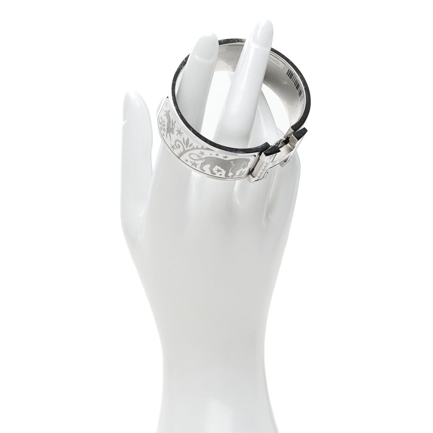 Enamel Wide Printed Sous Le Charme D Orphee Clic Clac H Bracelet Platinum White
