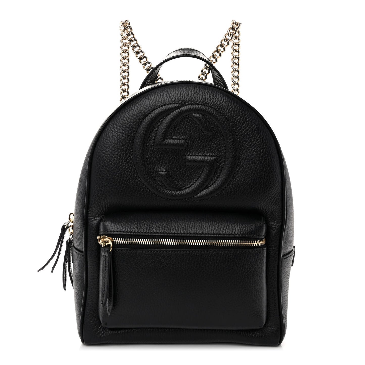 Pebbled Calfskin Soho Chain Backpack Black