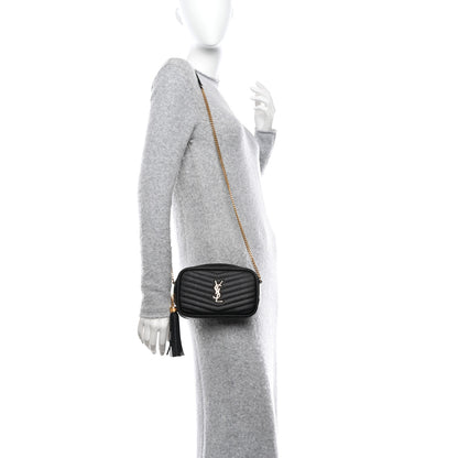 Saint Laurent Grain De Poudre Matelasse Monogram Mini Lou Camera Bag Black 2 of 10