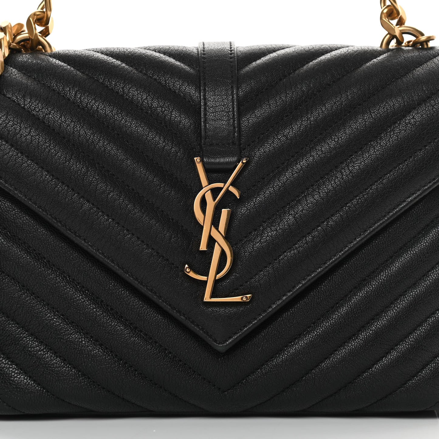 Sheepskin Matelasse Chevron Monogram Medium College Bag Black