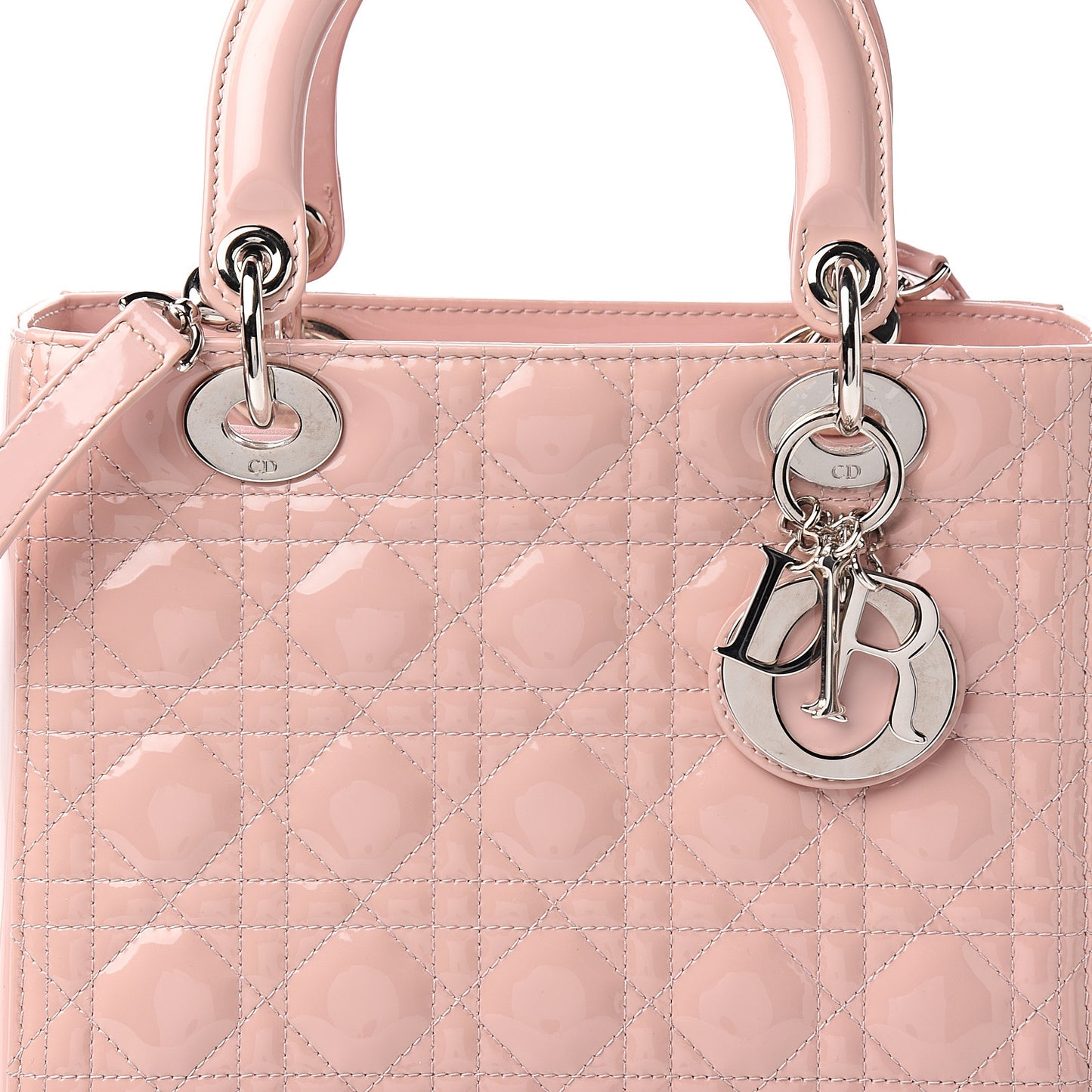 Patent Cannage Medium Lady Dior Rose Clair